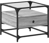 vidaXL Mesa de centro superficie de vidrio acero 50x50x45 cm Negro, Roble Sonoma, Roble ahumado Mesita de Salón o Comedor o Auxiliar Mesa de Café Meuble Salón