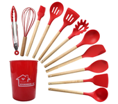 Set De Utensilios De Cocina Ecológicos De Silicona 12PCS Con Manos De Madera Antiadherentes Para Revolver Huevos Y Otras Tareas De Cocina