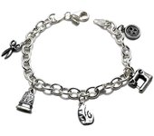 Inmaculada Romero Pulsera Plata Ley 925m Modista Cierre Mosquetón Charms Botón Cinta Dedal Máquina Coser Tijeras