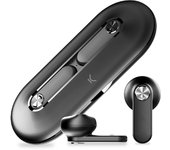 Auriculares inalámbricos KSIX Leaf, Diseño ultrafino en metal, Autonomía 4+18 h, Control táctil, Llamadas, Negro
