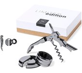 ADRI - Set de Vino Premium, Sacacorchos, Abridor, Recogegotas, Cortacápsulas de Acero Inoxidable,Set de vinos para regalar - Caja de Regalo