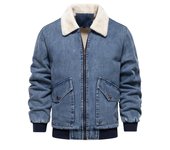 Nueva chaqueta vaquera de terciopelo de otoño e invierno, tops vaqueros lavados informales para hombre, Chaqueta de algodón gruesa para hombre