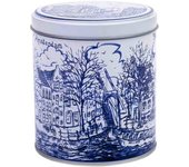Bote de metal azul y blanco D10x11,5h cm