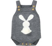 Spring Baby Bodysuits Clothes Cute Rabbit Knitted Newborn Boys Girls Strap Onesie Coveralls 0-18m Infant Easter Clothes Outfits