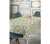 Mantel Antimanchas Impermeable de hule estampado limones y hojas verdes sobre fondo blanco - Hulehule Tex - LIMONCELLO GREEN