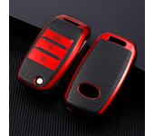 3 Buttons TPU+Leather Car Key Case For Kia Rio 3 K2 Ceed Cerato K3 Sportage 4 Picanto K5 Optima Sorento Forte Stinger 2017 2018