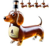 Botella de whisky con forma de perro salchicha, vasos de whisky grabados en 3D, juego de decantador de vino y whisky con forma de perro, regalo para amantes del whisky, decoración de bar (estilo B)