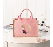 26 letter pattern, pink  canvas women's handbag, large capacity portable casual beach bag, indoor waterproof