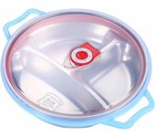 Plato de Microondas con Tapa – Acero Inoxidable 304 Grado Alimenticio, 3 Compartimentos, Sin BPA, Apto para Lavavajillas y Microondas, con Ventilación Inteligente y Tapa Hermética