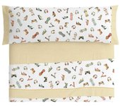 Juego sabanas Tela burrito blanco Infantil/Juvenil diseño 177 Mostaza