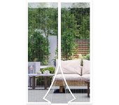 Mosquitera magnética para puerta, cortina antimosquitos con cierre magnético sin taladrar para puerta de balcón, puerta de sótano, puerta de terraza (blanco, 90 210 cm)