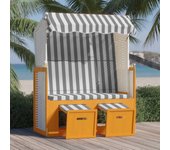 vidaXL Silla playa Strandkorb dosel ratán sintético madera blanco gris
