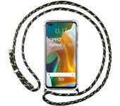 Tumundosmartphone Funda Colgante Transparente para Oppo Reno 4Z 5G con Cordon Verde / Dorado