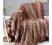Manta de Dot Con borlas, Diseño de pata de Gallo, Estilo Bohemio, in Cuadros, Manta de DOT, colcha, decorativa Manta Cama para Sofá, color Rojo, 130x230 cm