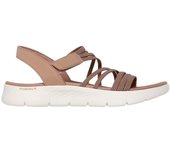 Cómoda  Sandalia sport mujer SKECHERS GO WALK FLEX SANDAL - EMMA en suaves tiras elásticas tan. Ajuste velcro. Plantilla Goga Mat® y entre suela ULTRA GO® amortiguadora Altura Tacón bajo (1-3 cm) Referencia 141473-TAN