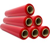 Film para Embalar, Film Rojo, Papel Film, Rollo de Plastico Protector Muebles, Cajas Mudanza, Plastico Cubretodo 50cm x 300m estirables - SIDI (6 unds, Rojo)