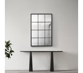 Espejo cuadriculado de pared Cupello con 12 piezas cuadradas MDF 90 x 60 cm - Negro mate [en.casa]