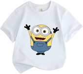 Bob Kids Short-sleeved Summer Minions Baby Round Neck Cotton T-shirt Boys Girls Comfy Tops Cute T-shirt Tops High Quality Tees