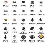 125PCS Assorted Micro Push Button Tact Switch Kit - 25 Types, Including Reset & Mini Leaf Switches, SMD/DIP 2*4 3*6 4*4 6*6