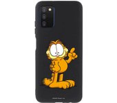 Funda original compatible con Samsung Galaxy A03s Negro con un diseño de Garfield Expresivo