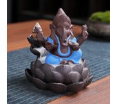 1pc, Ceramic Lotus Indian Ganesha Elephant God Buddha Statues Backflow Incense Burner Buddha Incense Hold Home Decor Tea Pet