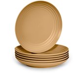 Plastic Forte - Juego de 6 Platos Classic Llanos 20 cm Reutilizables. Ideal Navidad. Dorado