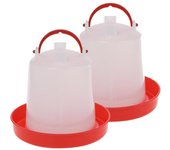 Comedero para pollos, bebedero para pollitos, con asa de transporte, capacidad de 1,5 L, suministros para mascotas