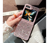 Rhinestone Glitter Sequins Trim Phone Case for Samsung Galaxy Z Flip 6 5 4 3 5G Soft TPU Frame Shockproof Cover for Galaxy Flip6