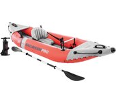 INTEX - Kayak hinchable Excursion Pro K1 o K2, 1 o 2 personas, de vinilo resistente, con 2 quillas, 2 soportes para caña de pesca, incluye remo e hinchador, asiento, respaldo y suelo hinchables, diseño rojo y gris, con bolsa transporte, kayaks hinchables