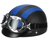 Motorcycle Helmet Men And Women Classic Leather Vintage Open Face Half Helmet Motor Scooter Electric Scooter Helmet Goggles New