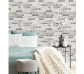 Muestra DIN A4 de Papel pintado vinílico lavable efecto muro de ladrillos pequeños gris y blanco con relieve - Dalson Street 127127 de GAULAN