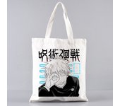 Gojo Satoru Jujutsu Kaisen Otaku  2 Pcs Burlap Tote Bag Set, Large Capacity Shoulder Bag, Reusable Shopping Bag with Coin Purse