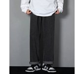 Korean Solid Colors Men's Casual Long Jeans Classic Man Four Seasons Straight Denim Wide-leg Pants Light Blue Grey Black 3XL