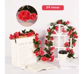 1pcs Artificial Flowers Vine 45pcs / 69pcs Rose Fake Flower Home Room Wedding Decor Decoration Wall Hanging Garland DIY Plants
