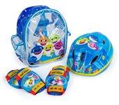 Mochila de Casco y Protecciones, con diseños exclusivos de Baby Shark (4603) Incluye divertida mochila. Protecciones para rodillas y codos. Set para principiantes. Calidad al mejor precio. De acuerdo a la normativa CE. +3 años