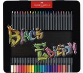 LÁPICES DE COLORES BLACK EDITION FABER CASTELL 24,36 COLORES SURTIDOS EN CAJA METÁLICA ORIGINAL