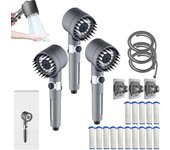 Cabezal de ducha Ion Drops, cabezal de ducha con filtro Iondrops, cabezal de ducha Iondrops, cabezal de ducha con filtro Ion Drops, cabezal de ducha con filtro, cabezal de ducha con aumento de presión, configuraciones ajustables con manguera (1 juego