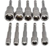 Juego de 10 llaves de vaso hexagonales magnéticas de impacto de 6 a 15 mm, adaptador de llave de vaso hexagonal magnético de 1/4
