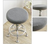 Bar Stool Cover Polar Fleece Round Chair Cover Removable Stool Slipcover Solid Seat Cushion Protector Washable Bar Stool