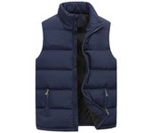 Chaqueta De Chaleco Para Hombre Impermeable Invierno Sin Mangas Cierre De Cremallera Collar Erguido Casual Corto Sin Capucha Ropa Exterior