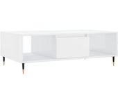 vidaXL Mesa de centro madera de ingeniería 104x60x35 cm Blanco, Negro, Blanco brillante Mesita de Salón o Comedor o Auxiliar Mesa de Café Meuble Salón