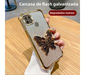 Luxury Glitter Butterfly Holder Phone Case for Oppo A60 A18 A38 A55 A56 A57 A77 A36 A35 A32 5G TPU Plating Protector Back Cover
