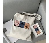 Gojo Satoru Jujutsu Kaisen Otaku  2 Pcs Burlap Tote Bag Set, Large Capacity Shoulder Bag, Reusable Shopping Bag with Coin Purse