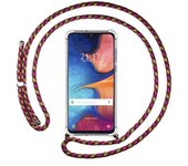 Tumundosmartphone Funda Colgante Transparente para Samsung Galaxy A20e 5.8 con Cordon Rosa / Dorado