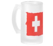 MERCHANDMANIA JARRA CERVEZA CRISTAL bandera suiza pais gobierno suizo suizos esmerilada esmerilado 500ml