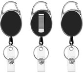 3 piezas Heavy Duty Reel Clips Retráctil Lanyard Badge carretes lavero para sconter un titular de tarjeta de Identificación, tarjeta de Paso insignia, Llaves o teléfono móvil Celular
