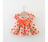 Baby Girl Summer Cotton Love Print Bow Dress Girl Korean Fashion Bubble Sleeve Party Dress