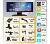 11.26 Inch Big Screen Luxury Silver Edge Wireless Carplay 4K Dash Cam Car DVR  Multimedia Video Player Navigation GPS Dashboard