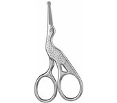 IMAXWAVE Tijeras de acero inoxidable para pelo facial con punta redonda - Recortadora de precisión para cejas, oído, bigote, nariz y barba - Aseo personal seguro, ligero y portátil - Plateado