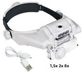 USB LED Headband Magnifier Hands Free Magnifying Glasses For Jewelry Loupe Watch Electronic Repair 1.5x2x2.5x3x3.5x8x Lens Loupe